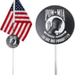 POW MIA Aluminum Grave Marker Kit, with 12x18 Inch USA Flag, Aluminum Veterans Plaque, Memorial Day Gifts, Suitable for Graveside Memorials to Honor Those who Served