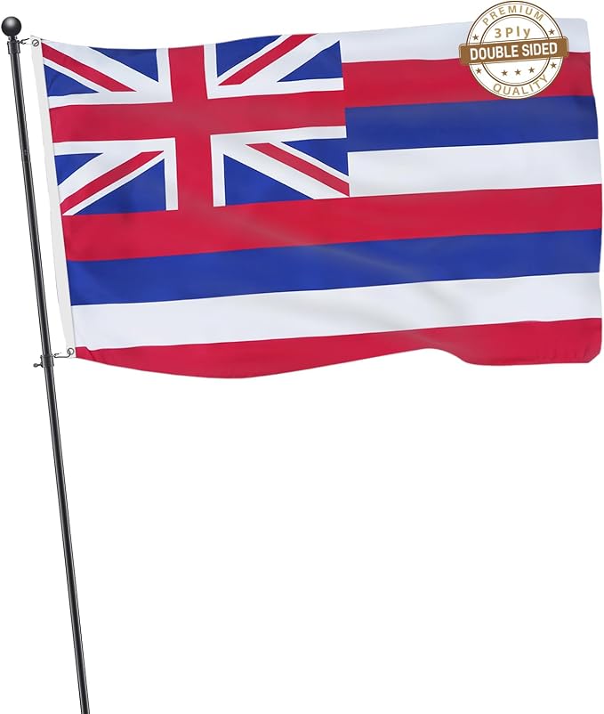 TOPFLAGS Hawaii Flag 3x5 Double Side Hawaiian 3Ply HI State Flags Heavy Duty Outdoor 4 Rows Stitched Edge with 2 Brass Grommets USA TOP FLAGS, INC