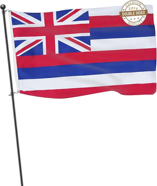 TOPFLAGS Hawaii Flag 3x5 Double Side Hawaiian 3Ply HI State Flags Heavy Duty Outdoor 4 Rows Stitched Edge with 2 Brass Grommets USA TOP FLAGS, INC