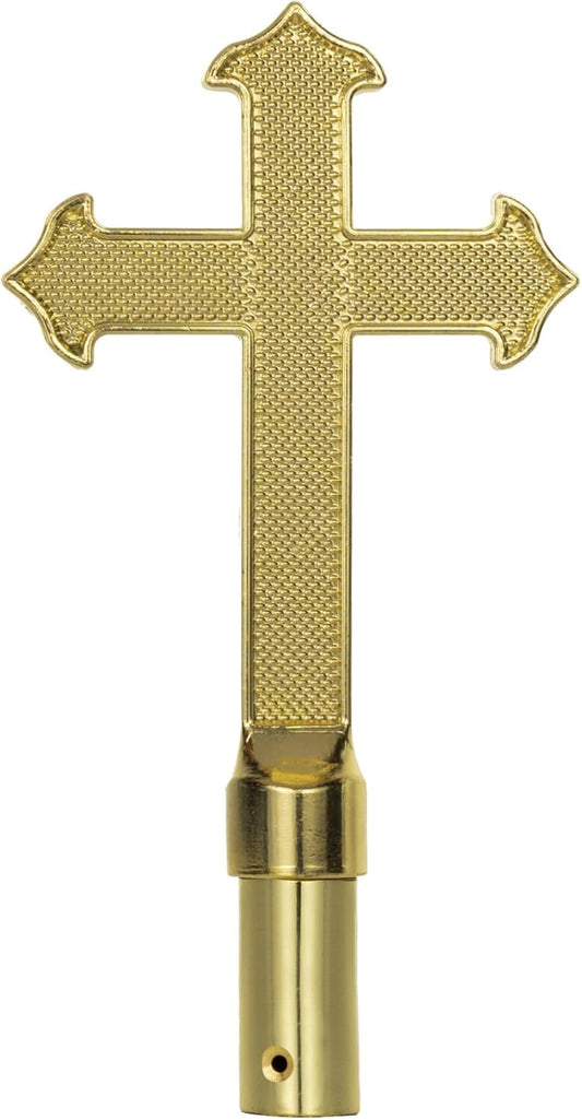 Gold Alloy Fancy Cross for Indoor Flag Pole Topper or Parade Flagpole Finial Topper, for 1-inch Diameter Flagpoles