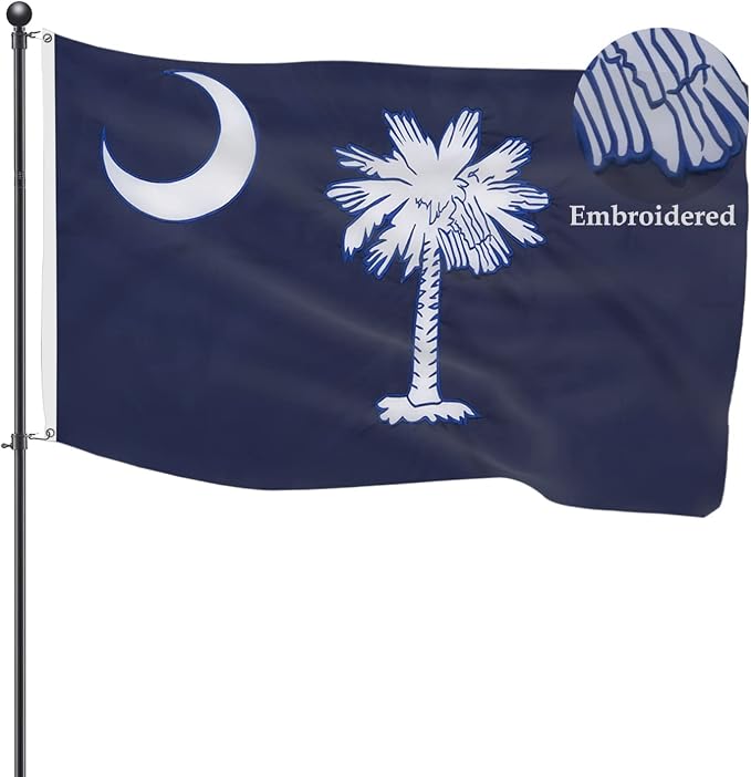 TOPFLAGS South Carolina Flag 3x5 Outdoor SC State Flags Embroidered Palmetto Tree & Crescent Flag Heavy Duty Sewn Stripes with 2 Brass Grommets USA TOP FLAGS, INC