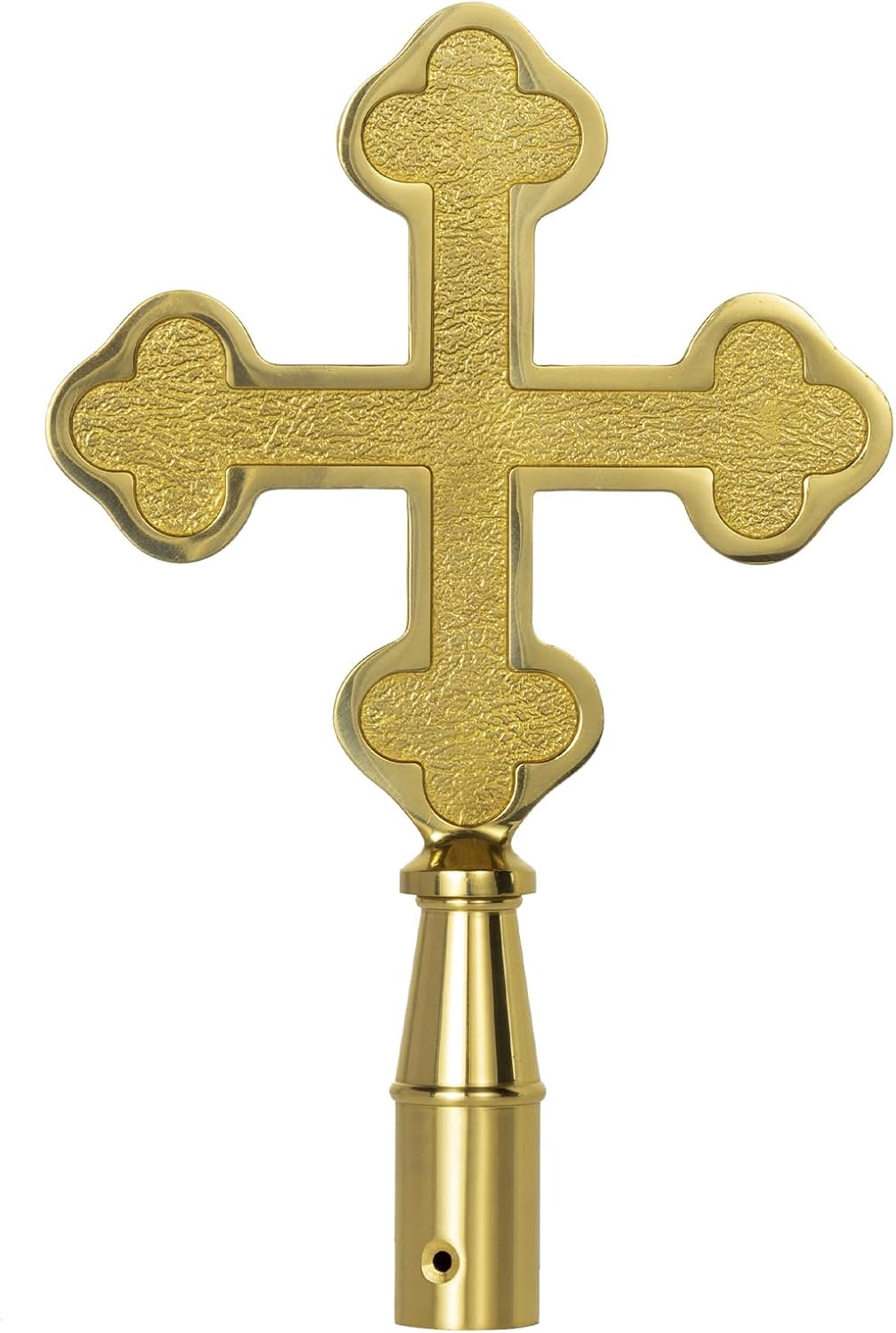 Gold Brass Botonee Church Cross for Indoor Flagpole Finials or Parade Flagpole Finials, for 1-inch Diameter Flagpoles