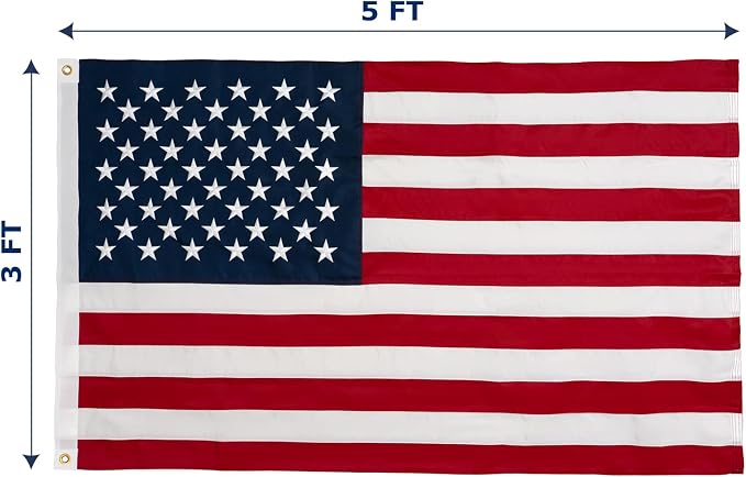 TOPFLAGS Folded American Flag 3x5 Heavy Duty Outdoor 600D US Flags USA Banner with Embroidered Stars, Sewn Stripes and Brass Grommets, Fade Resistant USA TOP FLAGS, INC