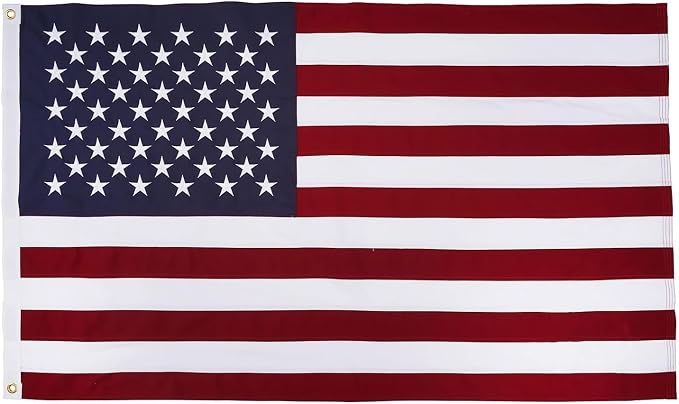 TOPFLAGS American Flag Cotton US Flags 5x9.5 Ft Embroidered Stars Sewn Stripes Heavy Duty USA Flag Indoor with Brass Grommets USA TOP FLAGS, INC