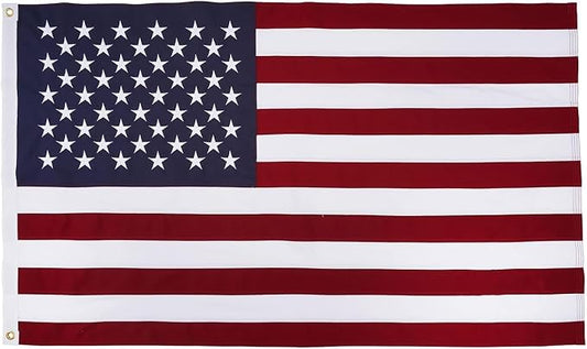 TOPFLAGS American Flag Cotton US Flags 5x9.5 Ft Embroidered Stars Sewn Stripes Heavy Duty USA Flag Indoor with Brass Grommets USA TOP FLAGS, INC