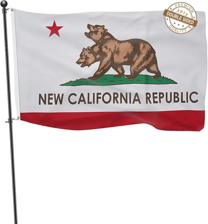 TOPFLAGS New California Republic Flag 3x5 Ft Double Side 3Ply Ncr Cali State Flags Two-Headed Bear CA Flag Heavy Duty Outdoor 4 Rows Stitched Edge with 2 Brass USA TOP FLAGS, INC