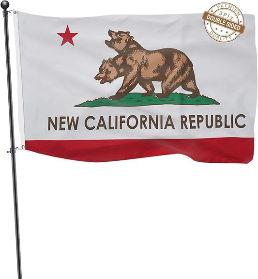 TOPFLAGS New California Republic Flag 3x5 Ft Double Side 3Ply Ncr Cali State Flags Two-Headed Bear CA Flag Heavy Duty Outdoor 4 Rows Stitched Edge with 2 Brass USA TOP FLAGS, INC