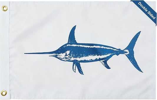 TOPFLAGS Swordfish Fishing Boat Flag 12x18 Inch Double Sided Heavy Duty Fisherman's Catch Flags for Boating | 4 Row Stitched and 2 Brass Grommets USA TOP FLAGS, INC