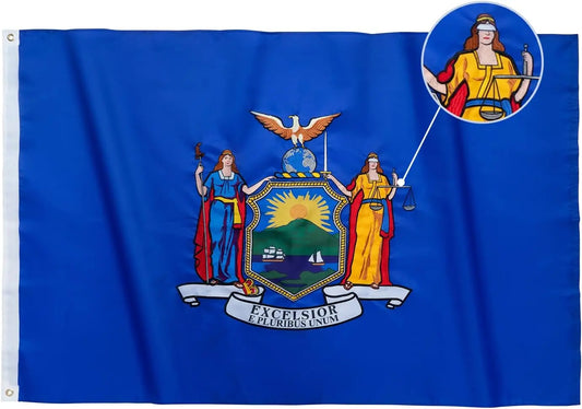 TOPFLAGS New York State Flag 4x6 Outdoor NY Flags Embroidered Flag Heavy Duty Sewn Stripes with 2 Brass Grommets USA TOP FLAGS, INC