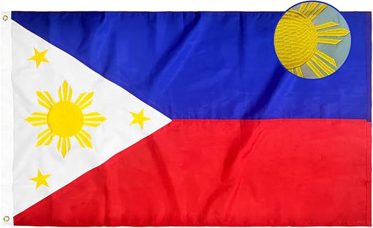 TOPFLAGS Philippines Flag 3x5 Foot Filipino Philippine National Flags Embroidered Stars Heavy Duty Outdoor Sewn Stripes with 2 Brass Grommets USA TOP FLAGS, INC