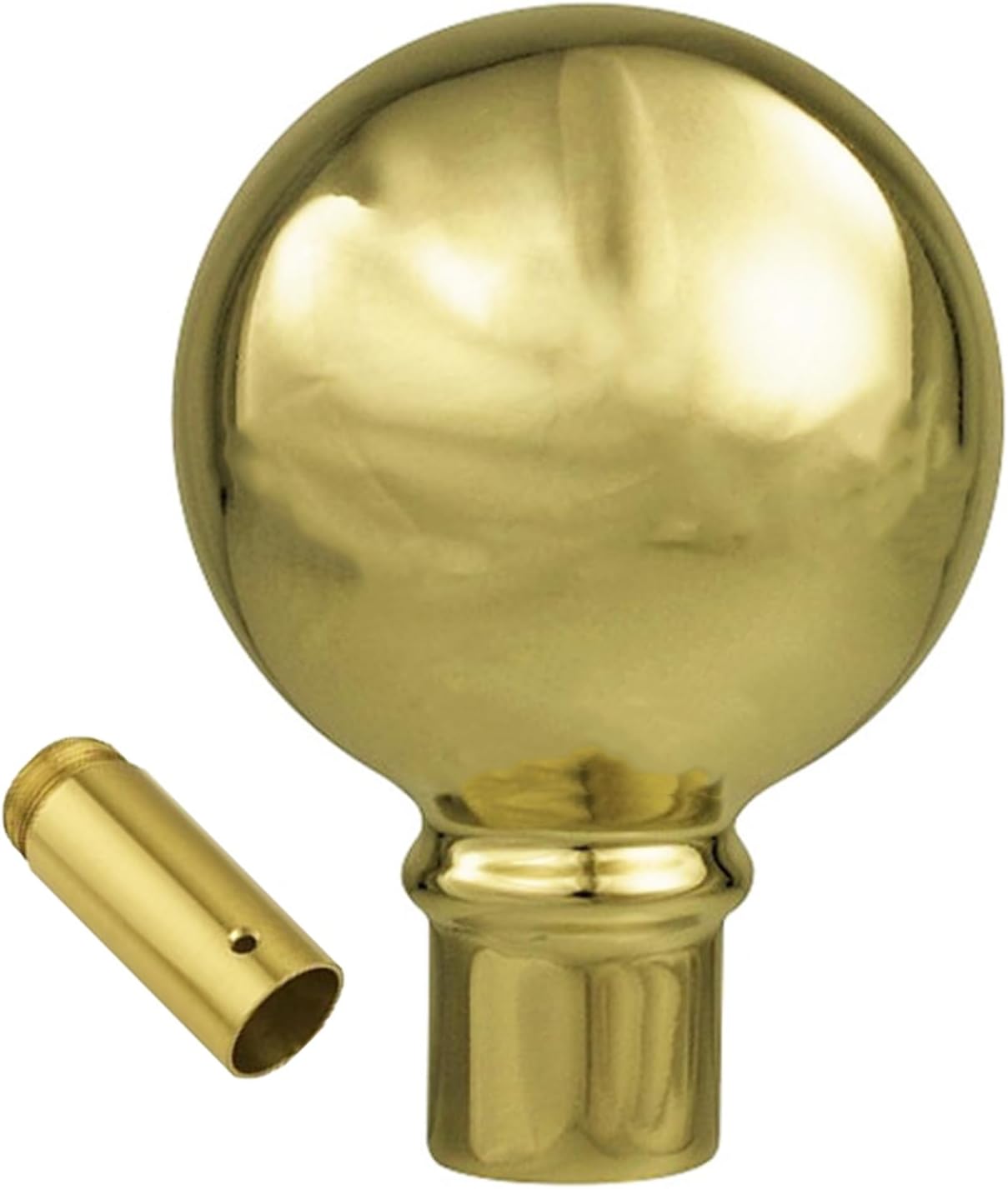Gold Brass Ball Top Ornament for Indoor Flagpole Finials or Parade Flagpole Finials, for 1-inch Diameter Flagpoles