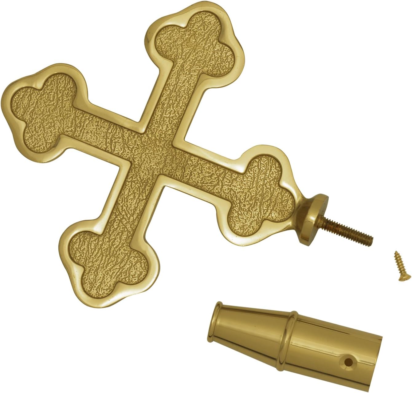 Gold Brass Botonee Church Cross for Indoor Flagpole Finials or Parade Flagpole Finials, for 1-inch Diameter Flagpoles