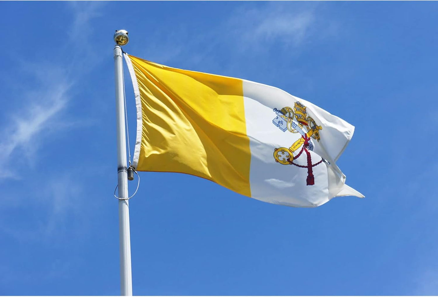 Vatican Flag 4x6 Feet, Double Side Vatican City Flags, Outdoor Catholic Flag, with 2 Brass Grommets and 4 Rows of Lower Stitches