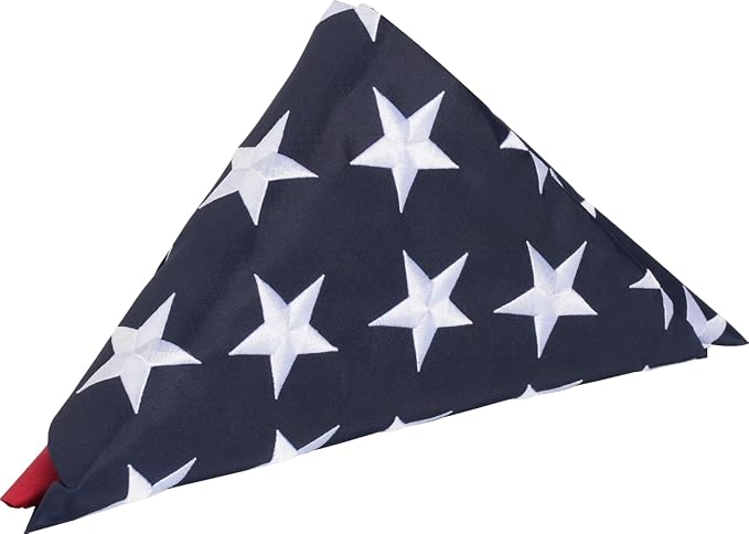 TOPFLAGS Folded American Flag Cotton US Flags 3x5 - New Cotton Fabric Embroidered Stars Heavy Duty USA flag for Indoor Outdoor Sewn Stripes with Brass Grommets Triangle Packaged USA TOP FLAGS, INC