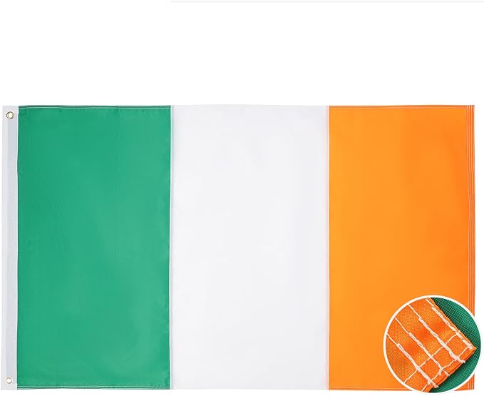 TOPFLAGS Irish Flag 4x6 Feet Ireland Flags Heavy Duty Outdoor Irish National Flags Sewn Stripes with 2 Brass Grommets USA TOP FLAGS, INC