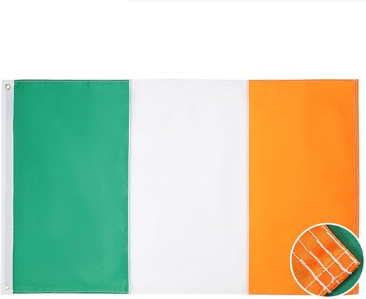 TOPFLAGS Irish Flag 4x6 Feet Ireland Flags Heavy Duty Outdoor Irish National Flags Sewn Stripes with 2 Brass Grommets USA TOP FLAGS, INC
