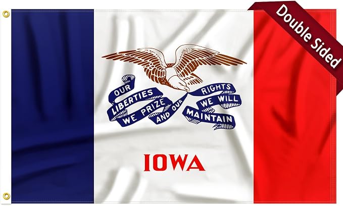 TOPFLAGS Iowa Flag 4x6 FT - 3 Ply Double Sided Polyester Iowa State Flag with Brass Grommets - Vivid Color and Fade Proof State of IA Flags 4x6 Outdoor USA TOP FLAGS, INC