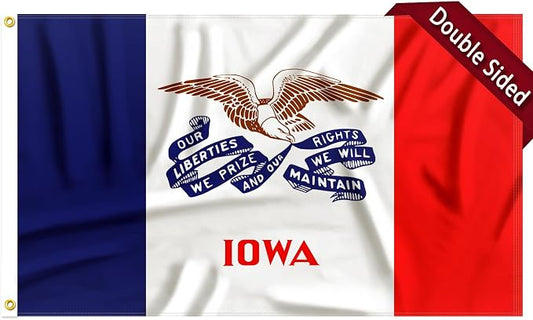 TOPFLAGS Iowa Flag 4x6 FT - 3 Ply Double Sided Polyester Iowa State Flag with Brass Grommets - Vivid Color and Fade Proof State of IA Flags 4x6 Outdoor USA TOP FLAGS, INC