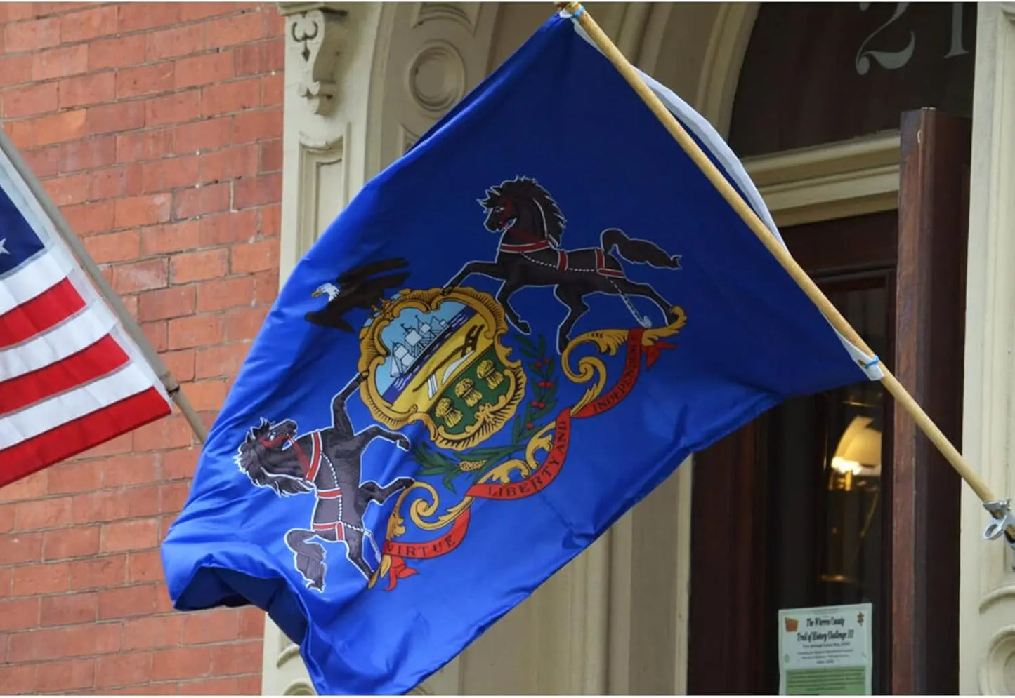 Pennsylvania Flag 3x5 Outdoor PA State Flags Embroidered Flag Heavy Duty Double Side Sewn Stripes with 2 Brass Grommets USA TOP FLAGS, INC