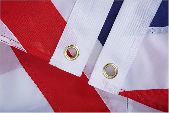 TOPFLAGS British Flag 5x8FT Union Jack UK United Kingdom Flag Embroidered Sewn Stripes Heavy Duty Outside Flags with 2 Thick Brass Grommets USA TOP FLAGS, INC