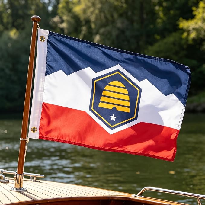 FLAGWIN New Utah State Flag 12x18 Inch, Double Sided Heavy Duty 3-Ply Polyester - Small UT Boat Flag, Fade Proof Outdoor State of New Utah Marine Flags with 2 Brass Grommets (UT) USA TOP FLAGS, INC