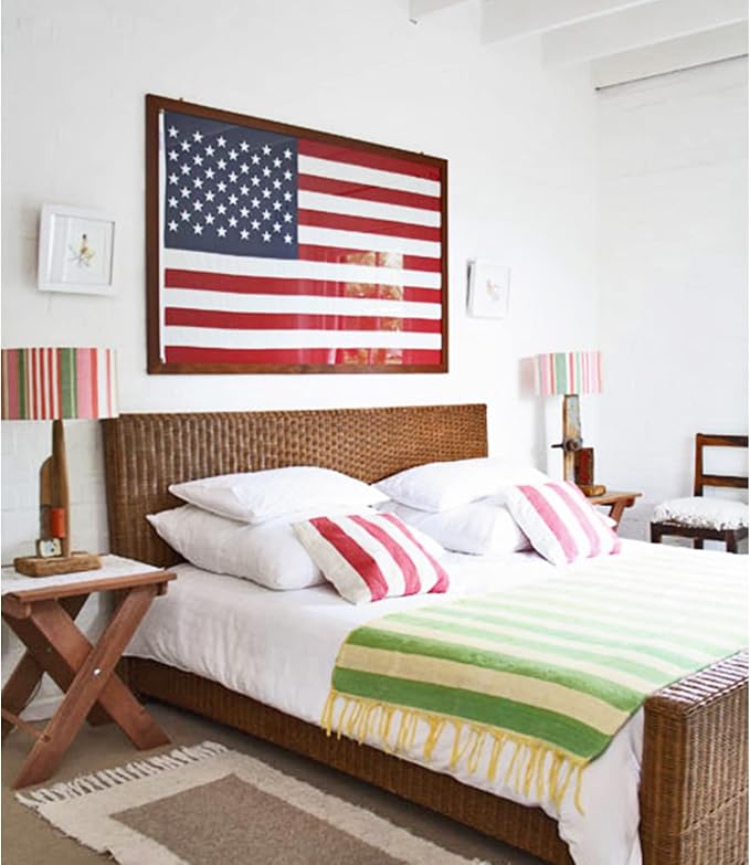 TOPFLAGS American Flag Cotton US Flags 5x9.5 Ft Embroidered Stars Sewn Stripes Heavy Duty USA Flag Indoor with Brass Grommets USA TOP FLAGS, INC