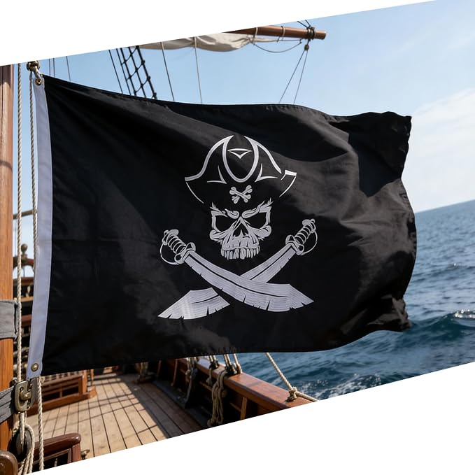 TOPFLAGS 3x5 Ft Dead Man's Chest Pirate Flag - Jolly Roger Flag Embroidered Heavy Duty with 2 Brass Grommets - Vivid Color and Fade Proof Outdoor Pirate Flags USA TOP FLAGS, INC