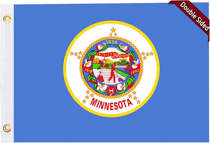 TOPFLAGS  Minnesota Flag 12x18 Inch Double Sided 3 Ply, Heavy Duty Nylon Small Minnesota State Flag with Brass Grommets, Fade Proof Outdoor Marine Boat Flags (MN) USA TOP FLAGS, INC