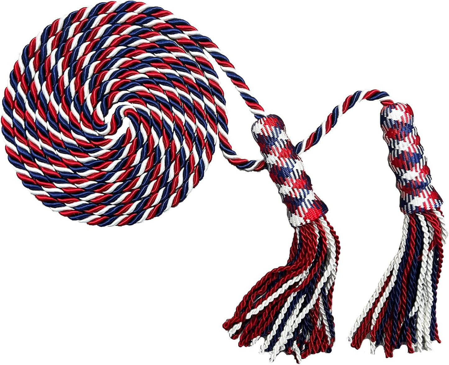 American Tricolor Braided Tassel Flag Cord 108 Inch, Tricolor Braided Cord Tassel for Indoor Flagpole Displa