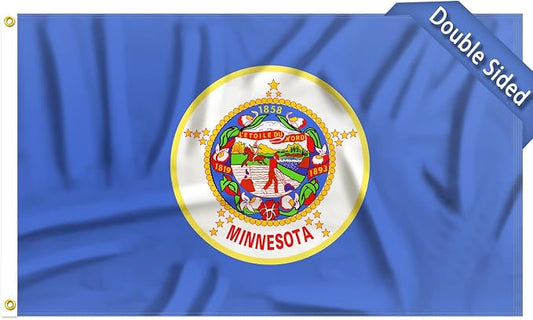TOPFLAGS Minnesota Flag 5x8 FT - 3 Ply Double Sided Polyester Flags with Brass Grommets - Vivid Color and Fade Proof State of Minnesota Flag 5x8 Outdoor USA TOP FLAGS, INC