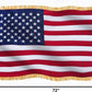 American Flag with Gold Fringed 4x6 Ft, Made in USA, Indoors USA Flag, Embroidered Stars, with 4 Rows of Lower Stitches