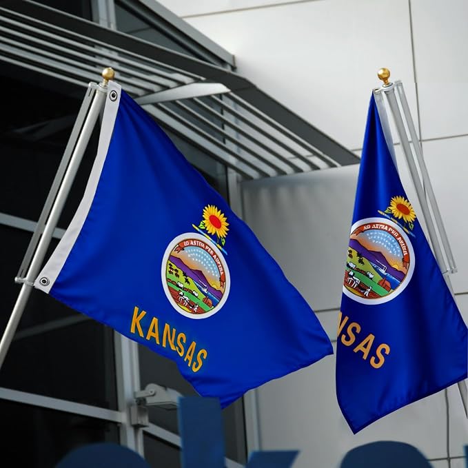 TOPFLAGSS Kansas Flag 4x6 FT - 3 Ply Double Sided Polyester Kansas State Flags with Brass Grommets - Vivid Color and Fade Proof State of KS Flag 4x6 Outdoor USA TOP FLAGS, INC