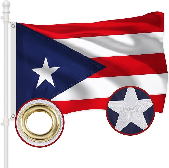 TOPFLAGS Puerto Rico Flag 3x5 Feet Nylon Puerto Rico Nautical Flags Embroidered Stars and Sewn Stripes Fade Resistant Banner Indoor Outdoor USA TOP FLAGS, INC