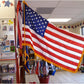 American Flag 4X6 with Fringe US Flags USA 4’ x 6’ Sleeved Heavy Duty Outdoor with Embroidered Stars, Sewn Stripes