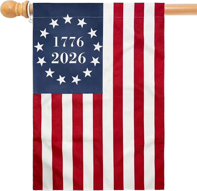TOPFLAGS 250 Anniversary USA Flag House Flags 1776-2026 Betsy Ross Bennington Garden Flags 13 Star Colonies Double Side 28x40 Inch for Outside American Patriotic Banner USA TOPFLAGS,INC
