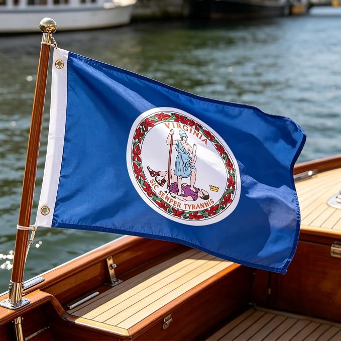 TOPFLAGS Virginia Flag 12x18 Inch, Double Sided 3-Ply Heavy Duty Polyester - Small Virginia State Boat Flag, Fade Proof Outdoor Marine Flags with 2 Brass Grommets (VA) USA TOP FLAGS, INC