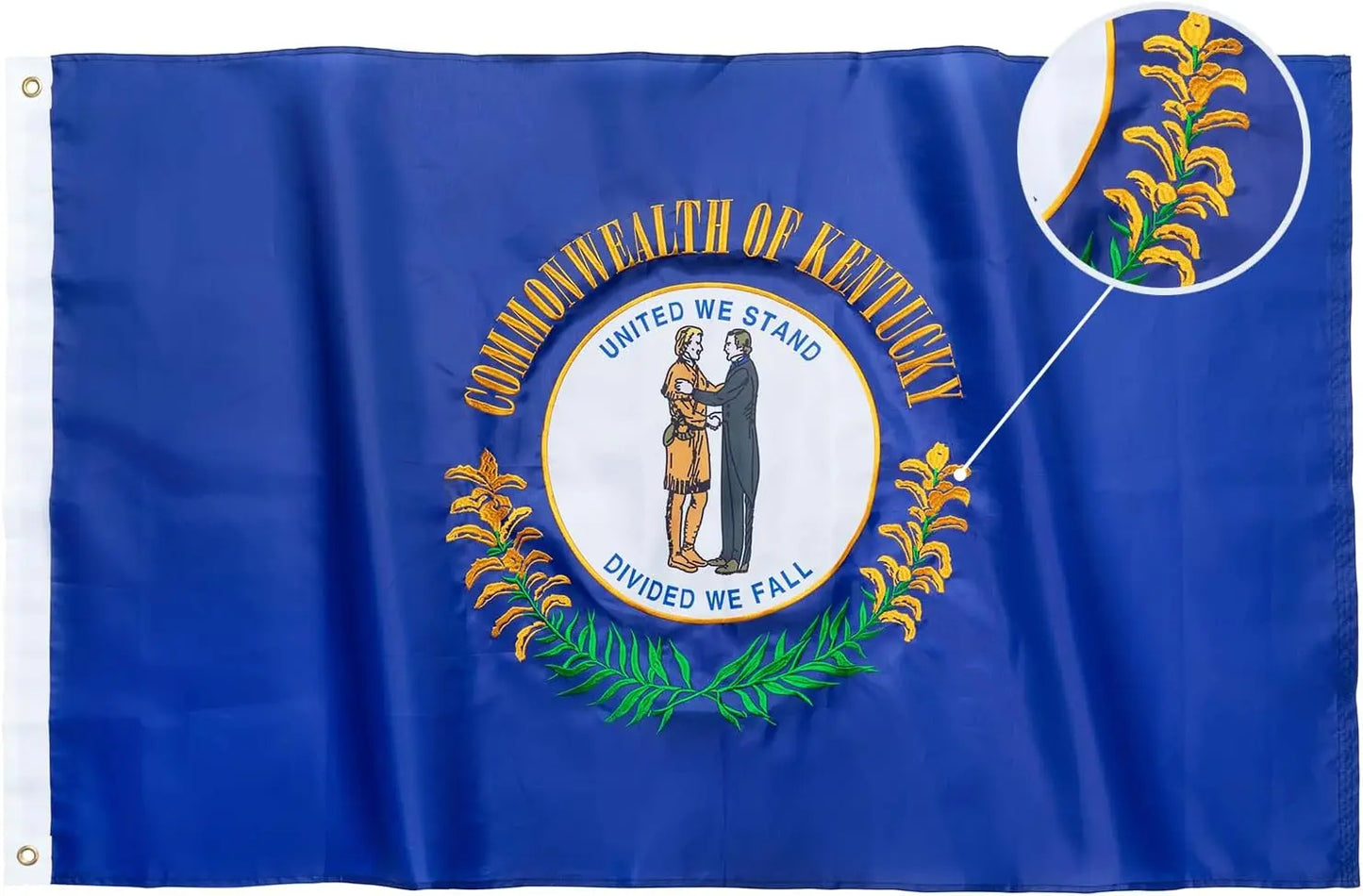 TOPFLAGS Kentucky Flag 3x5 Outdoor KY State Flags Embroidered Flag Double Side Heavy Duty Sewn Stripes with 2 Brass Grommets USA TOP FLAGS, INC