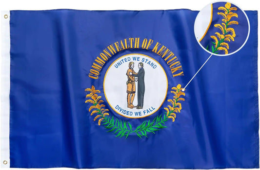 TOPFLAGS Kentucky Flag 3x5 Outdoor KY State Flags Embroidered Flag Double Side Heavy Duty Sewn Stripes with 2 Brass Grommets USA TOP FLAGS, INC