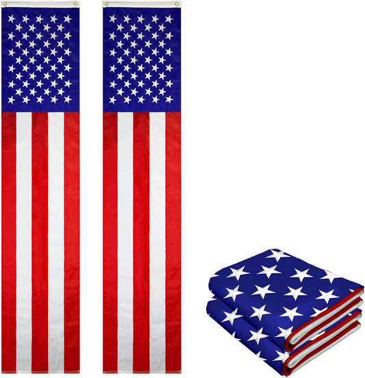2 Pack: American Pulldown Flag Patriotic Bunting, 50 Embroidered Stars with 5 Fully Sewn Stripes, decorative bunting, 20" x8', Red/White/Blue, Vertical Flag Wall Déco USA TOP FLAGS, INC