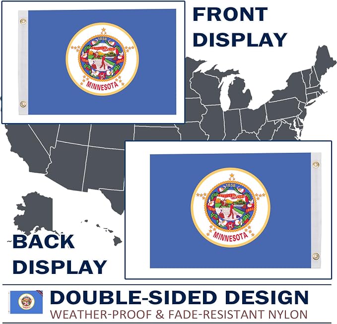 TOPFLAGS  Minnesota Flag 12x18 Inch Double Sided 3 Ply, Heavy Duty Nylon Small Minnesota State Flag with Brass Grommets, Fade Proof Outdoor Marine Boat Flags (MN) USA TOP FLAGS, INC