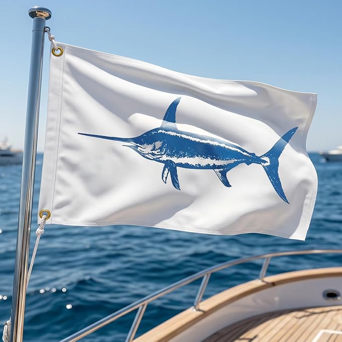 TOPFLAGS Swordfish Fishing Boat Flag 12x18 Inch Double Sided Heavy Duty Fisherman's Catch Flags for Boating | 4 Row Stitched and 2 Brass Grommets USA TOP FLAGS, INC