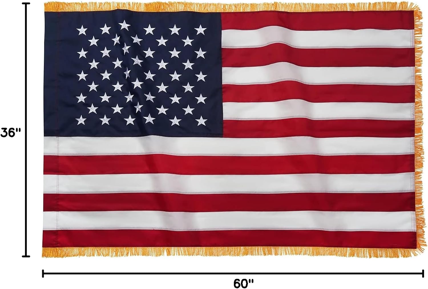 TOPFLAGS American Flag US Flags with Fringe 3x5 Ft Heavy Duty USA Flag Tassel Indoor Embroidered Stars Sewn Stripes Vibrant Color Banner USA TOP FLAGS, INC