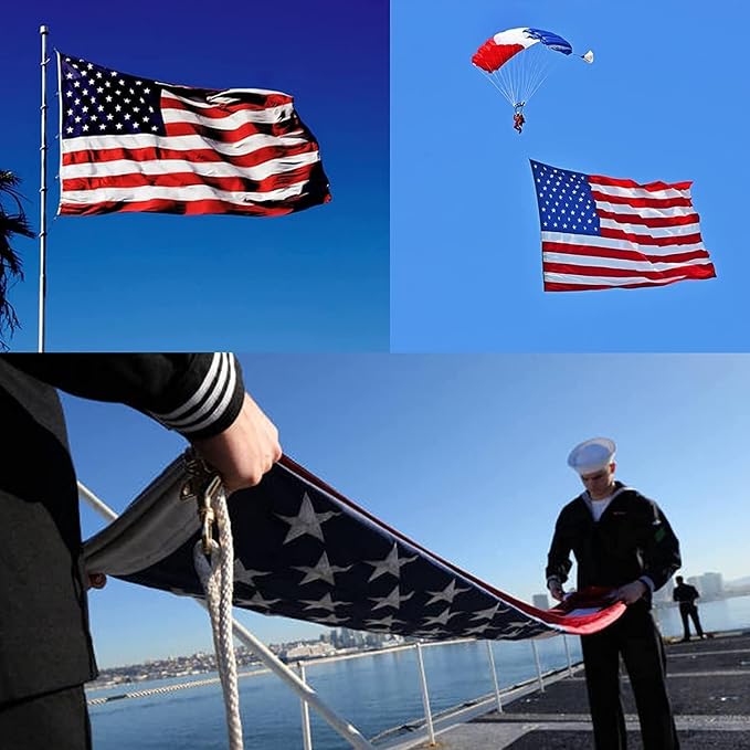 TOPFLAGS American Flag 10x15 Ft Large US Flags Heavy Duty Embroidered Stars Sewn Stripes USA Giant Flags Outdoor 5 Brass Grommets for Outside Wall USA TOP FLAGS, INC