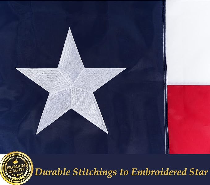 TOPFLAGS Texas Flag 8x12 Heavy Duty Outdoor TX State Flags - Embroidered Star Sewn Stripes for Outside with 4 Brass Grommets USA TOP FLAGS, INC