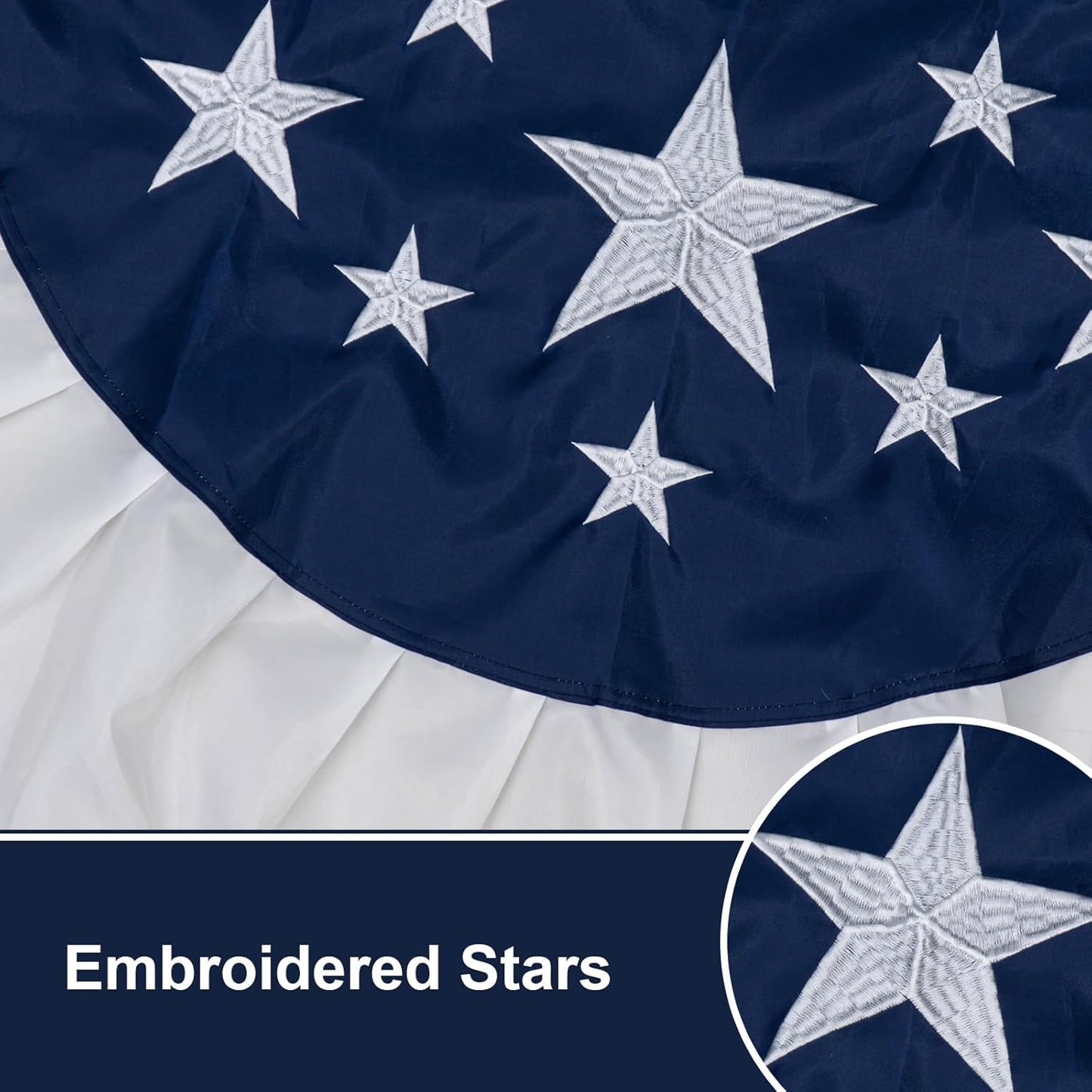 American Bunting USA Flag 3x6 ft Outdoor, Embroidered Pleated Fan US Flag Bunting with 3 Brass Grommets, Patriotic America Flag Buntings for Outside for 4th of July 250th Anniversary Decorations USA TOP FLAGS, INC