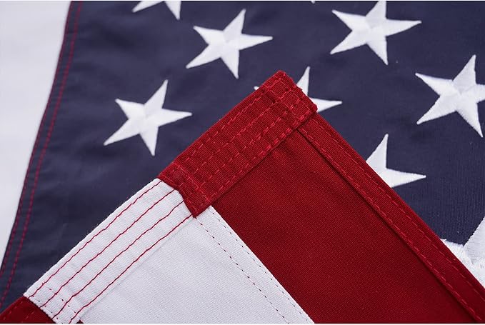 TOPFLAGS American Flag Cotton US Flags 5x9.5 Ft Embroidered Stars Sewn Stripes Heavy Duty USA Flag Indoor with Brass Grommets USA TOP FLAGS, INC