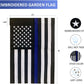 Thin Blue Line Garden Flag 12.5 x 18 Inch Double Sided, Embroidered American Police Flags for Outside, Back the Blue Flag for Lawn Outdoor Decoration USA TOP FLAGS,INC