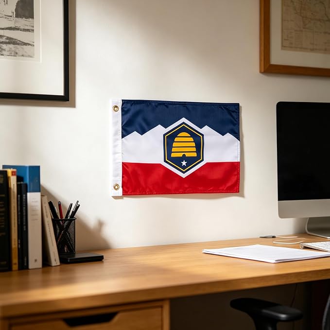 FLAGWIN New Utah State Flag 12x18 Inch, Double Sided Heavy Duty 3-Ply Polyester - Small UT Boat Flag, Fade Proof Outdoor State of New Utah Marine Flags with 2 Brass Grommets (UT) USA TOP FLAGS, INC