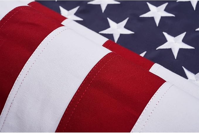 TOPFLAGS American Flag Cotton US Flags 5x9.5 Ft Embroidered Stars Sewn Stripes Heavy Duty USA Flag Indoor with Brass Grommets USA TOP FLAGS, INC