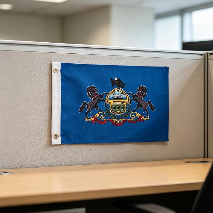 TOPFLAGS Pennsylvania State Flag 12x18 Inch, Double Sided 3-Ply Heavy Duty Polyester - Small Pennsylvania State Boat Flag, Fade Proof Outdoor Marine Flags with 2 Brass Grommets (PA) USA TOP FLAGS, INC
